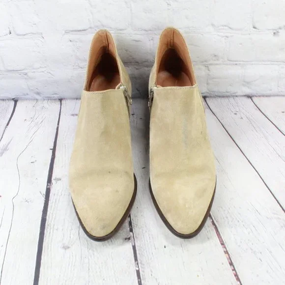 *HUSH Women's Tan Leather Slip On Ankle Heeled Boots Size 37 - Picture 5 of 9